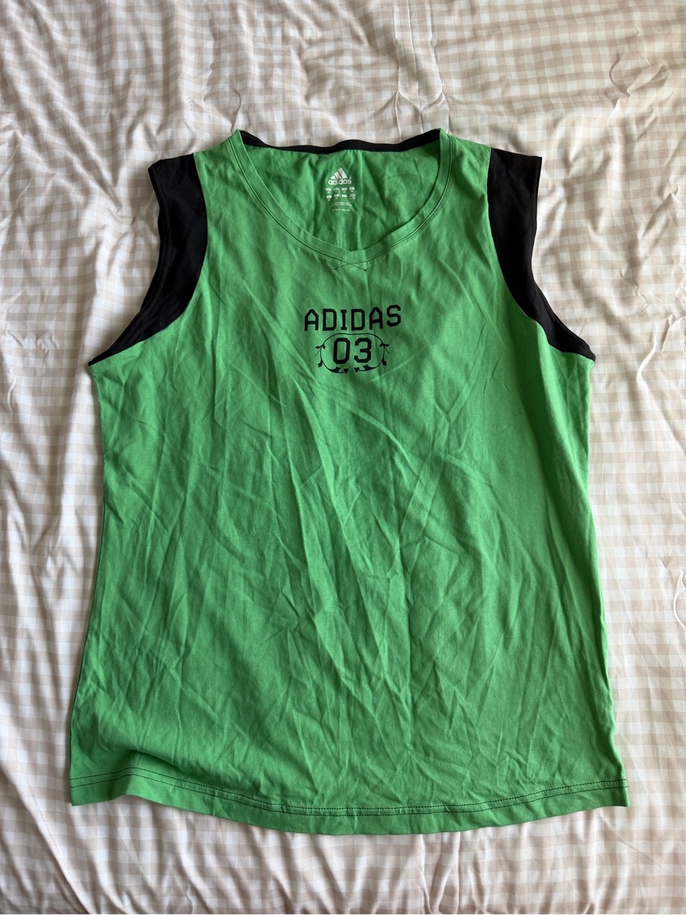 Adidas 03 Green and Black Graphic Sleeveless Tank Top (XL)